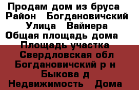 Продам дом из бруса › Район ­ Богдановичский › Улица ­ Вайнера › Общая площадь дома ­ 81 › Площадь участка ­ 12 - Свердловская обл., Богдановичский р-н, Быкова д. Недвижимость » Дома, коттеджи, дачи продажа   . Свердловская обл.